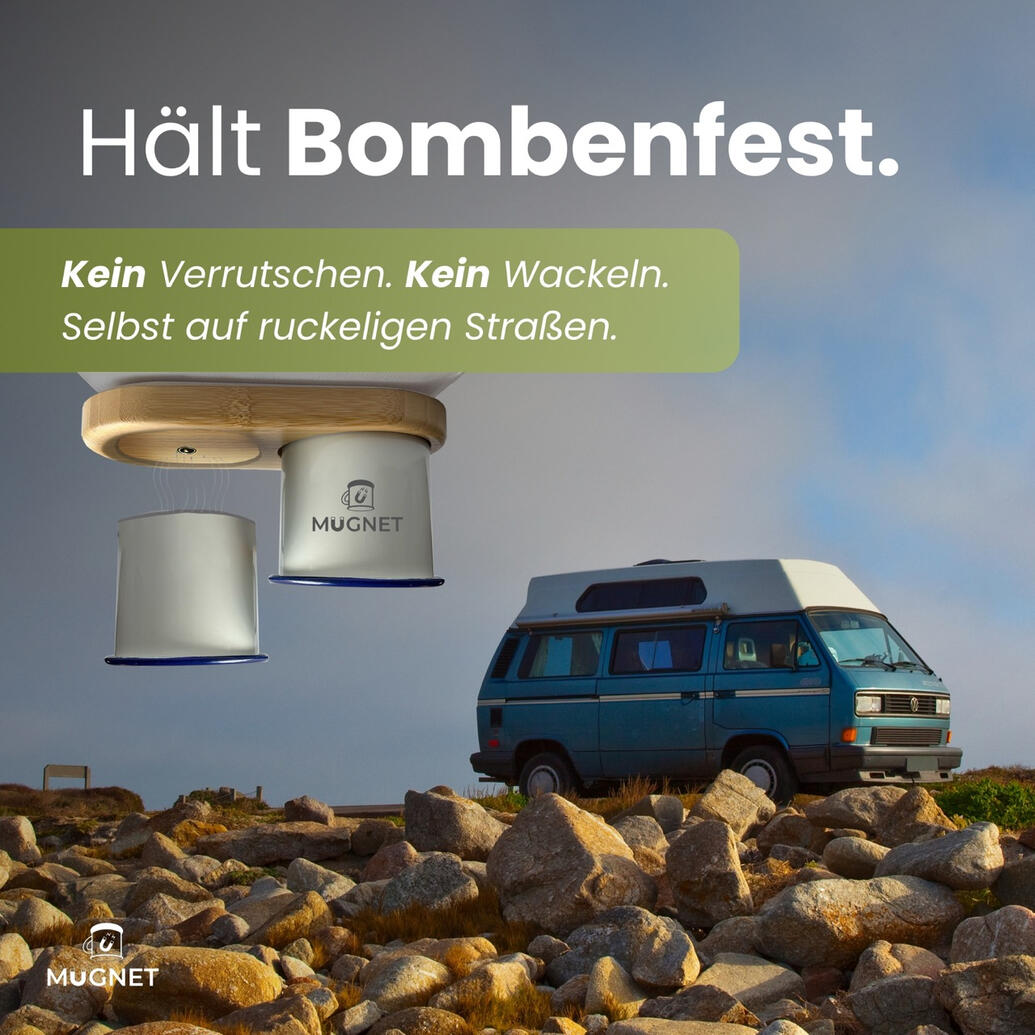Eon Camper mit dem magnetischen Mugnet Tassenhalter. Hält bombengest.